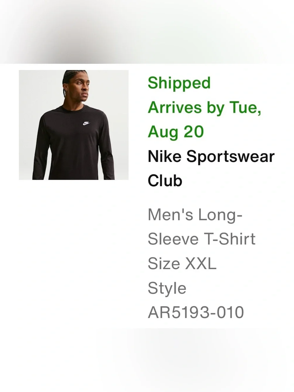 Nike Sportswear Club Long Sleeve Tee Black XXL